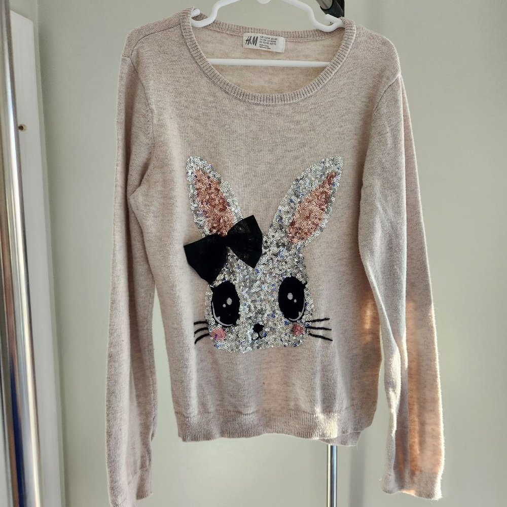 H&M Bunny Sequins Sweater Size 6-8Y